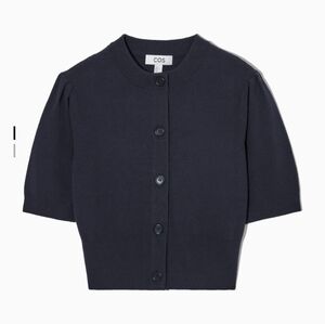 Navy blue COS Small cropped short sleeved cardigan